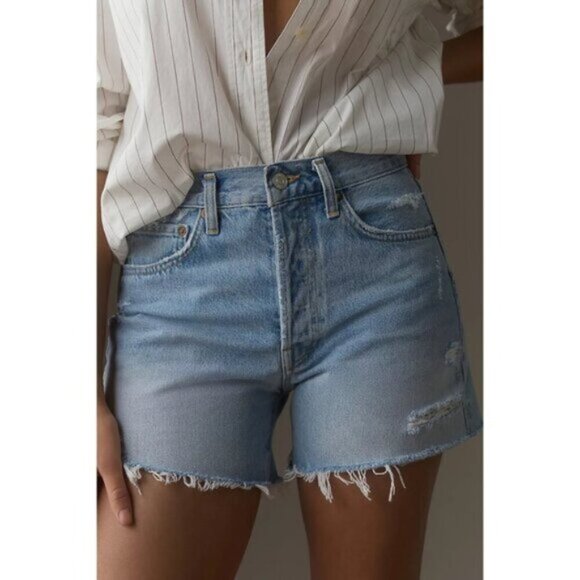 AGOLDE Parker Distressed Denim Shorts in Wash Swapmeet Size US 28 - Picture 1 of 16